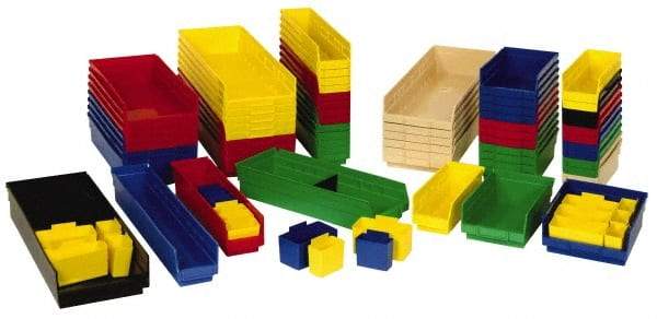 Quantum Storage - 50 Lb. Load Capacity, 23-5/8" Deep, Red Polypropylene Hopper Shelf Bin - 4" High x 8-3/8" Wide x 23-5/8" Long - Apex Tool & Supply