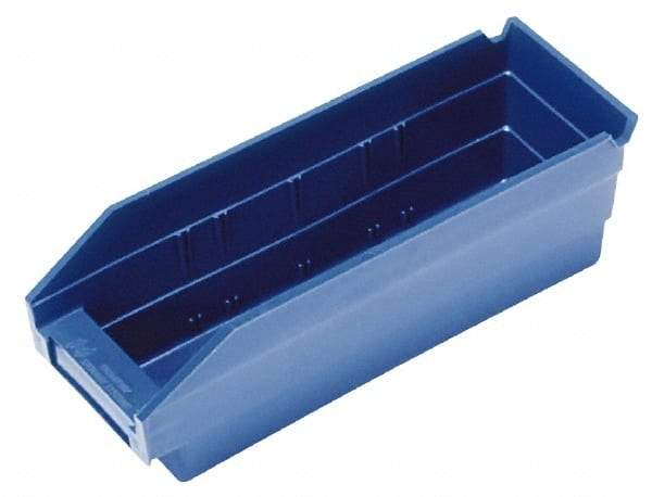 Quantum Storage - 50 Lb. Load Capacity, 23-5/8" Deep, Blue Polypropylene Hopper Shelf Bin - 4" High x 4-1/8" Wide x 23-5/8" Long - Apex Tool & Supply