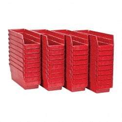 Quantum Storage - 50 Lb. Load Capacity, 11-5/8" Deep, Red Polypropylene Hopper Shelf Bin - 4" High x 4-1/8" Wide x 11-5/8" Long - Apex Tool & Supply