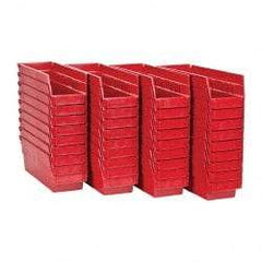 Quantum Storage - 50 Lb. Load Capacity, 11-5/8" Deep, Red Polypropylene Hopper Shelf Bin - 4" High x 4-1/8" Wide x 11-5/8" Long - Apex Tool & Supply