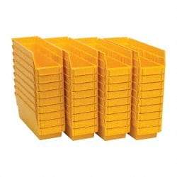 Quantum Storage - 50 Lb. Load Capacity, 11-5/8" Deep, Yellow Polypropylene Hopper Shelf Bin - 4" High x 4-1/8" Wide x 11-5/8" Long - Apex Tool & Supply