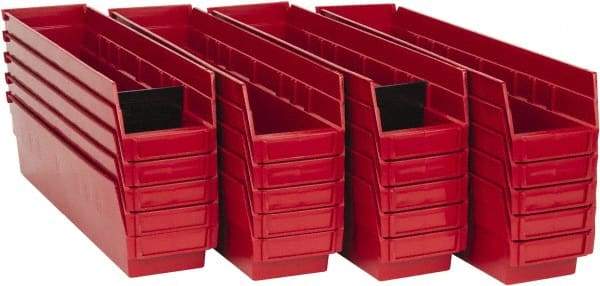 Quantum Storage - 50 Lb. Load Capacity, 17-7/8" Deep, Red Polypropylene Hopper Shelf Bin - 4" High x 4-1/8" Wide x 17-7/8" Long - Apex Tool & Supply