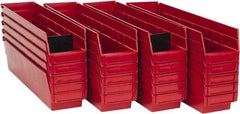 Quantum Storage - 50 Lb. Load Capacity, 17-7/8" Deep, Red Polypropylene Hopper Shelf Bin - 4" High x 4-1/8" Wide x 17-7/8" Long - Apex Tool & Supply