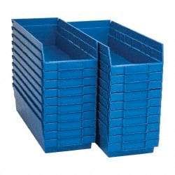 Quantum Storage - 50 Lb. Load Capacity, 17-7/8" Deep, Blue Polypropylene Hopper Shelf Bin - 4" High x 6-5/8" Wide x 17-7/8" Long - Apex Tool & Supply