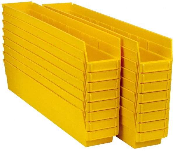 Quantum Storage - 50 Lb. Load Capacity, 23-5/8" Deep, Yellow Polypropylene Hopper Shelf Bin - 4" High x 4-1/8" Wide x 23-5/8" Long - Apex Tool & Supply