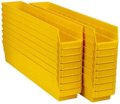 Quantum Storage - 50 Lb. Load Capacity, 23-5/8" Deep, Yellow Polypropylene Hopper Shelf Bin - 4" High x 4-1/8" Wide x 23-5/8" Long - Apex Tool & Supply