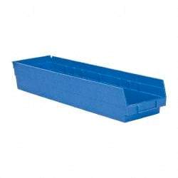 Quantum Storage - 50 Lb. Load Capacity, 23-5/8" Deep, Blue Polypropylene Hopper Shelf Bin - 4" High x 6-5/8" Wide x 23-5/8" Long - Apex Tool & Supply