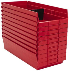 Quantum Storage - 50 Lb. Load Capacity, 17-7/8" Deep, Red Polypropylene Hopper Shelf Bin - 4" High x 8-3/8" Wide x 17-7/8" Long - Apex Tool & Supply