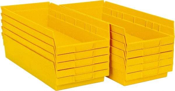 Quantum Storage - 50 Lb. Load Capacity, 17-7/8" Deep, Yellow Polypropylene Hopper Shelf Bin - 4" High x 8-3/8" Wide x 17-7/8" Long - Apex Tool & Supply