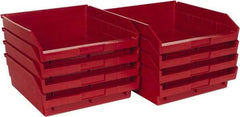 Quantum Storage - 50 Lb. Load Capacity, 11-5/8" Deep, Red Polypropylene Hopper Shelf Bin - 4" High x 11-1/8" Wide x 11-5/8" Long - Apex Tool & Supply