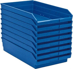 Quantum Storage - 50 Lb. Load Capacity, 17-7/8" Deep, Blue Polypropylene Hopper Shelf Bin - 4" High x 11-1/8" Wide x 17-7/8" Long - Apex Tool & Supply