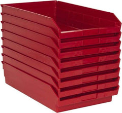 Quantum Storage - 50 Lb. Load Capacity, 17-7/8" Deep, Red Polypropylene Hopper Shelf Bin - 4" High x 11-1/8" Wide x 17-7/8" Long - Apex Tool & Supply