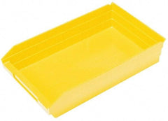 Quantum Storage - 50 Lb. Load Capacity, 17-7/8" Deep, Yellow Polypropylene Hopper Shelf Bin - 4" High x 11-1/8" Wide x 17-7/8" Long - Apex Tool & Supply