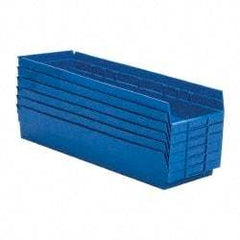 Quantum Storage - 50 Lb. Load Capacity, 23-5/8" Deep, Blue Polypropylene Hopper Shelf Bin - 4" High x 8-3/8" Wide x 23-5/8" Long - Apex Tool & Supply