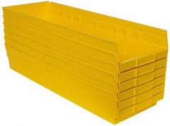 Quantum Storage - 50 Lb. Load Capacity, 23-5/8" Deep, Yellow Polypropylene Hopper Shelf Bin - 4" High x 8-3/8" Wide x 23-5/8" Long - Apex Tool & Supply