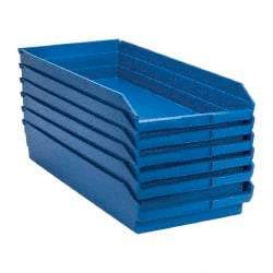 Quantum Storage - 50 Lb. Load Capacity, 23-5/8" Deep, Blue Polypropylene Hopper Shelf Bin - 4" High x 11-1/8" Wide x 23-5/8" Long - Apex Tool & Supply
