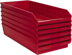 Quantum Storage - 50 Lb. Load Capacity, 23-5/8" Deep, Red Polypropylene Hopper Shelf Bin - 4" High x 11-1/8" Wide x 23-5/8" Long - Apex Tool & Supply