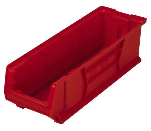 Quantum Storage - 100 Lb. Load Capacity, 23-7/8" Deep, Red Polypropylene Hopper Stacking Bin - 7" High x 8-1/4" Wide x 23-7/8" Long - Apex Tool & Supply