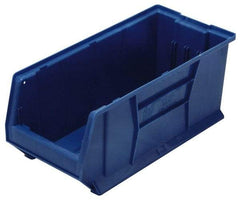Quantum Storage - 100 Lb. Load Capacity, 23-7/8" Deep, Blue Polypropylene Hopper Stacking Bin - 9" High x 8-1/4" Wide x 23-7/8" Long - Apex Tool & Supply