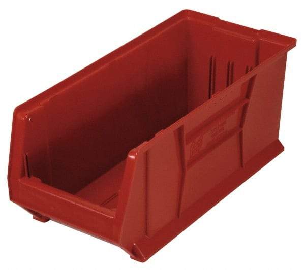 Quantum Storage - 100 Lb. Load Capacity, 23-7/8" Deep, Red Polypropylene Hopper Stacking Bin - 9" High x 8-1/4" Wide x 23-7/8" Long - Apex Tool & Supply