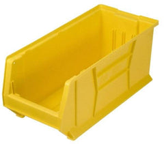 Quantum Storage - 100 Lb. Load Capacity, 23-7/8" Deep, Yellow Polypropylene Hopper Stacking Bin - 9" High x 8-1/4" Wide x 23-7/8" Long - Apex Tool & Supply