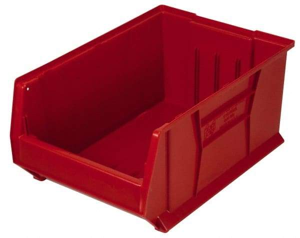 Quantum Storage - 100 Lb. Load Capacity, 23-7/8" Deep, Red Polypropylene Hopper Stacking Bin - 7" High x 11" Wide x 23-7/8" Long - Apex Tool & Supply