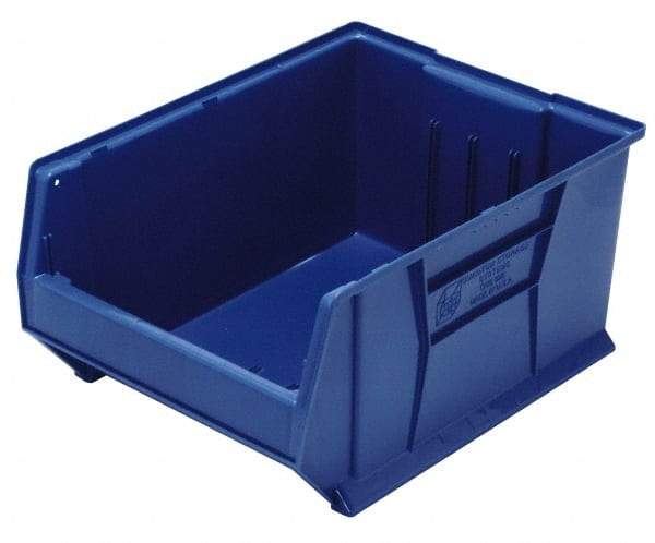 Quantum Storage - 100 Lb. Load Capacity, 23-7/8" Deep, Blue Polypropylene Hopper Stacking Bin - 11" High x 16-1/2" Wide x 23-7/8" Long - Apex Tool & Supply