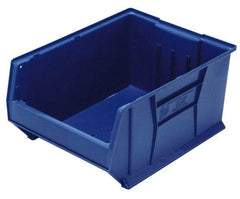 Quantum Storage - 100 Lb. Load Capacity, 23-7/8" Deep, Blue Polypropylene Hopper Stacking Bin - 11" High x 16-1/2" Wide x 23-7/8" Long - Apex Tool & Supply
