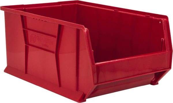 Quantum Storage - 100 Lb. Load Capacity, 23-7/8" Deep, Red Polypropylene Hopper Stacking Bin - 11" High x 16-1/2" Wide x 23-7/8" Long - Apex Tool & Supply