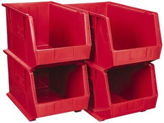 Quantum Storage - 75 Lb. Load Capacity, 18" Deep, Red Polypropylene Hopper Stacking Bin - 10" High x 11" Wide x 18" Long - Apex Tool & Supply
