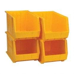 Quantum Storage - 75 Lb. Load Capacity, 18" Deep, Yellow Polypropylene Hopper Stacking Bin - 10" High x 11" Wide x 18" Long - Apex Tool & Supply