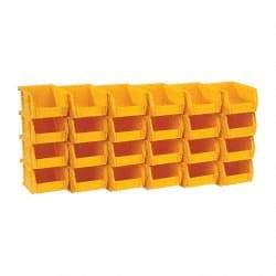 Quantum Storage - 10 Lb. Load Capacity, 5-3/8" Deep, Yellow Polypropylene Hopper Stacking Bin - 3" High x 4-1/8" Wide x 5-3/8" Long - Apex Tool & Supply