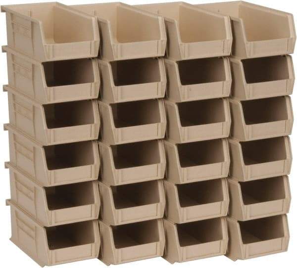 Quantum Storage - 10 Lb. Load Capacity, 7-3/8" Deep, Ivory Polypropylene Hopper Stacking Bin - 3" High x 4-1/8" Wide x 7-3/8" Long - Apex Tool & Supply