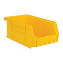 Quantum Storage - 10 Lb. Load Capacity, 7-3/8" Deep, Yellow Polypropylene Hopper Stacking Bin - 3" High x 4-1/8" Wide x 7-3/8" Long - Apex Tool & Supply
