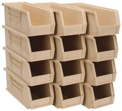 Quantum Storage - 30 Lb. Load Capacity, 10-7/8" Deep, Ivory Polypropylene Hopper Stacking Bin - 4" High x 4-1/8" Wide x 10-7/8" Long - Apex Tool & Supply
