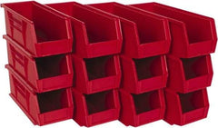 Quantum Storage - 30 Lb. Load Capacity, 10-7/8" Deep, Red Polypropylene Hopper Stacking Bin - 4" High x 4-1/8" Wide x 10-7/8" Long - Apex Tool & Supply