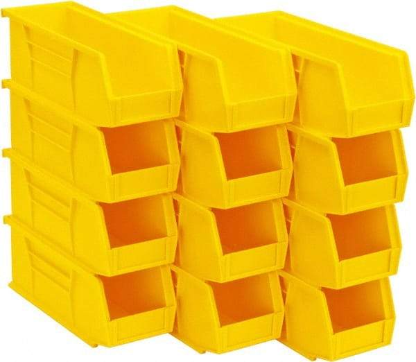 Quantum Storage - 30 Lb. Load Capacity, 10-7/8" Deep, Yellow Polypropylene Hopper Stacking Bin - 4" High x 4-1/8" Wide x 10-7/8" Long - Apex Tool & Supply