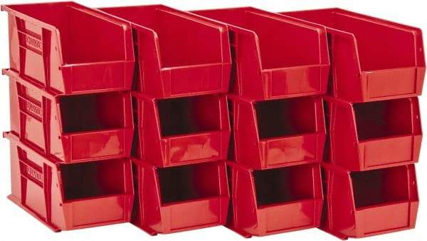 Quantum Storage - 30 Lb. Load Capacity, 10-7/8" Deep, Red Polypropylene Hopper Stacking Bin - 5" High x 5-1/2" Wide x 10-7/8" Long - Apex Tool & Supply