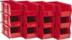 Quantum Storage - 30 Lb. Load Capacity, 10-7/8" Deep, Red Polypropylene Hopper Stacking Bin - 5" High x 5-1/2" Wide x 10-7/8" Long - Apex Tool & Supply