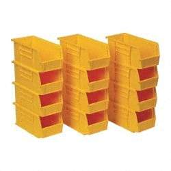Quantum Storage - 30 Lb. Load Capacity, 10-7/8" Deep, Yellow Polypropylene Hopper Stacking Bin - 5" High x 5-1/2" Wide x 10-7/8" Long - Apex Tool & Supply