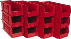 Quantum Storage - 50 Lb. Load Capacity, 14-3/4" Deep, Red Polypropylene Hopper Stacking Bin - 5" High x 5-1/2" Wide x 14-3/4" Long - Apex Tool & Supply