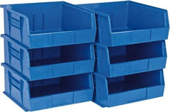 Quantum Storage - 50 Lb. Load Capacity, 10-7/8" Deep, Blue Polypropylene Hopper Stacking Bin - 5" High x 11" Wide x 10-7/8" Long - Apex Tool & Supply