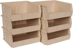 Quantum Storage - 50 Lb. Load Capacity, 10-7/8" Deep, Ivory Polypropylene Hopper Stacking Bin - 5" High x 11" Wide x 10-7/8" Long - Apex Tool & Supply