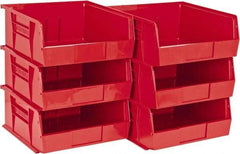 Quantum Storage - 50 Lb. Load Capacity, 10-7/8" Deep, Red Polypropylene Hopper Stacking Bin - 5" High x 11" Wide x 10-7/8" Long - Apex Tool & Supply