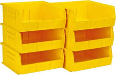 Quantum Storage - 50 Lb. Load Capacity, 10-7/8" Deep, Yellow Polypropylene Hopper Stacking Bin - 5" High x 11" Wide x 10-7/8" Long - Apex Tool & Supply