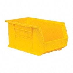 Quantum Storage - 60 Lb. Load Capacity, 14-3/4" Deep, Yellow Polypropylene Hopper Stacking Bin - 7" High x 8-1/4" Wide x 14-3/4" Long - Apex Tool & Supply