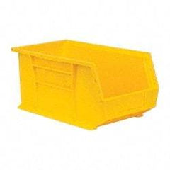 Quantum Storage - 60 Lb. Load Capacity, 14-3/4" Deep, Yellow Polypropylene Hopper Stacking Bin - 7" High x 8-1/4" Wide x 14-3/4" Long - Apex Tool & Supply