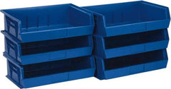 Quantum Storage - 60 Lb. Load Capacity, 10-7/8" Deep, Blue Polypropylene Hopper Stacking Bin - 5" High x 16-1/2" Wide x 10-7/8" Long - Apex Tool & Supply