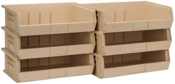 Quantum Storage - 60 Lb. Load Capacity, 10-7/8" Deep, Ivory Polypropylene Hopper Stacking Bin - 5" High x 16-1/2" Wide x 10-7/8" Long - Apex Tool & Supply