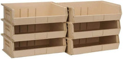 Quantum Storage - 60 Lb. Load Capacity, 10-7/8" Deep, Ivory Polypropylene Hopper Stacking Bin - 5" High x 16-1/2" Wide x 10-7/8" Long - Apex Tool & Supply